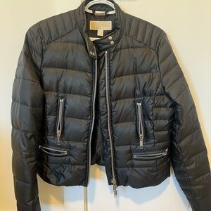Black Michael Kors Women's puffer Jacket - Motorcycle style